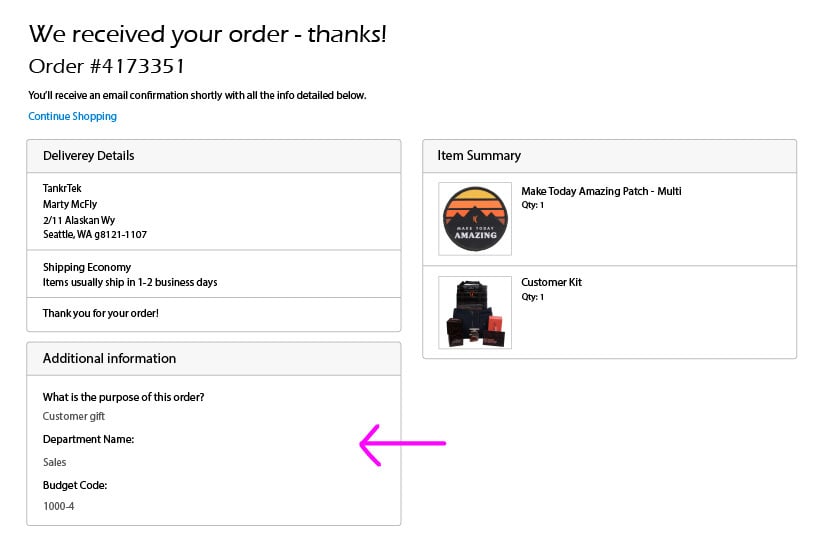 More data on confirmation pages and email